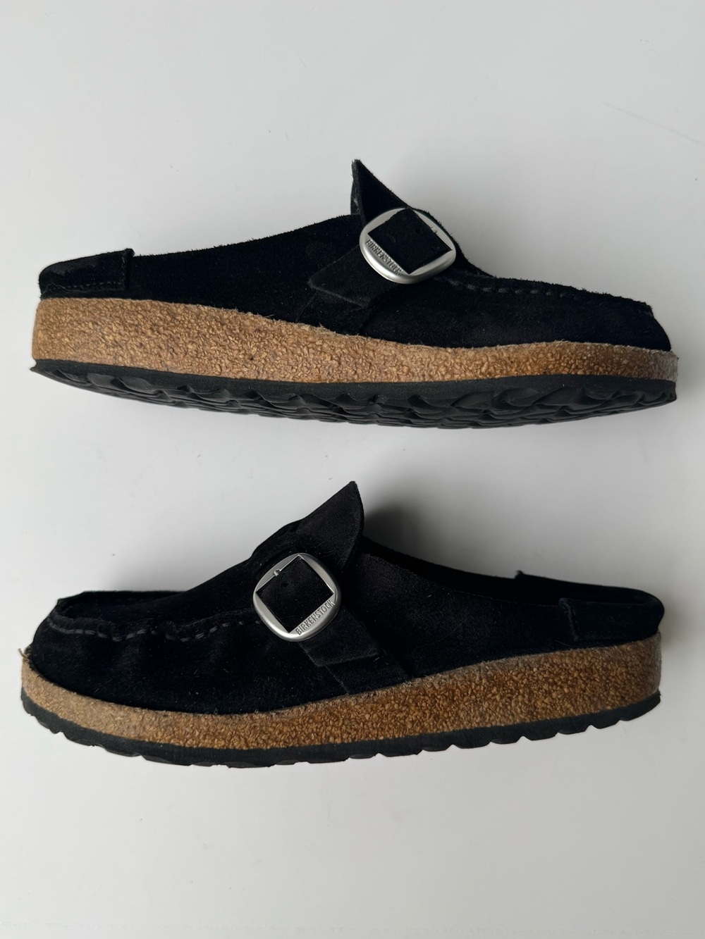 Birkenstock Buckley Moccasin Clog Slide in Black Suede | 37 (6) - Picture 3 of 10